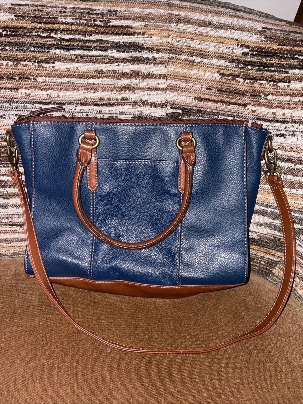 Tignanello Blue and Brown Purse